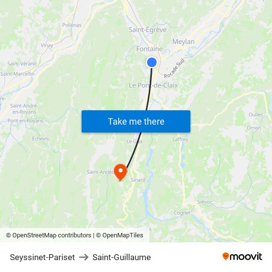 Seyssinet-Pariset to Saint-Guillaume map