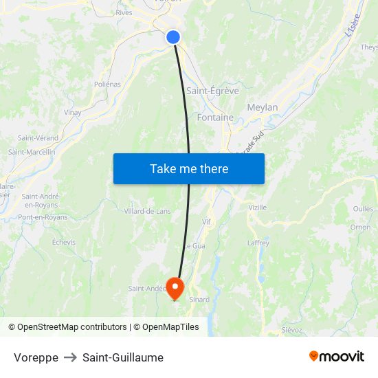 Voreppe to Saint-Guillaume map