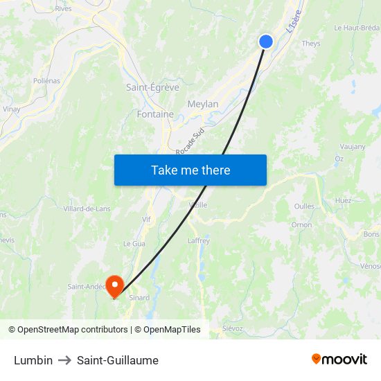 Lumbin to Saint-Guillaume map