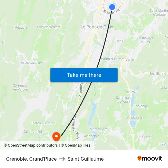 Grenoble, Grand'Place to Saint-Guillaume map