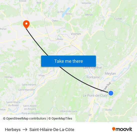 Herbeys to Saint-Hilaire-De-La-Côte map