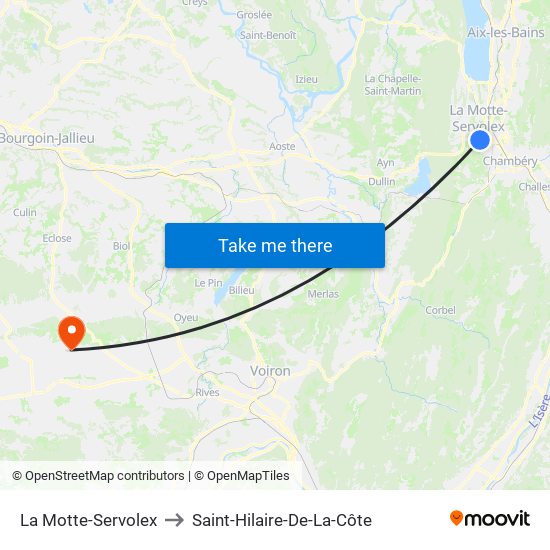 La Motte-Servolex to Saint-Hilaire-De-La-Côte map
