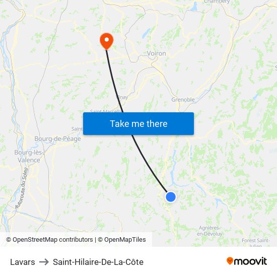 Lavars to Saint-Hilaire-De-La-Côte map