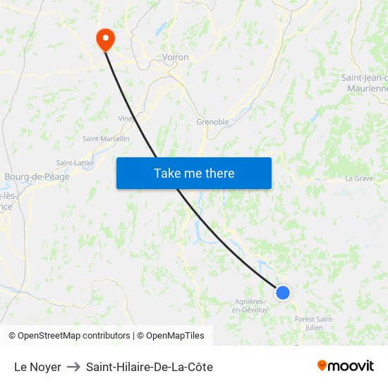 Le Noyer to Saint-Hilaire-De-La-Côte map