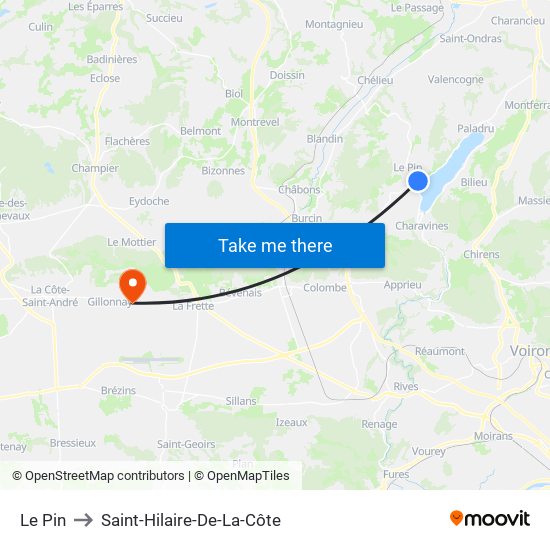 Le Pin to Saint-Hilaire-De-La-Côte map