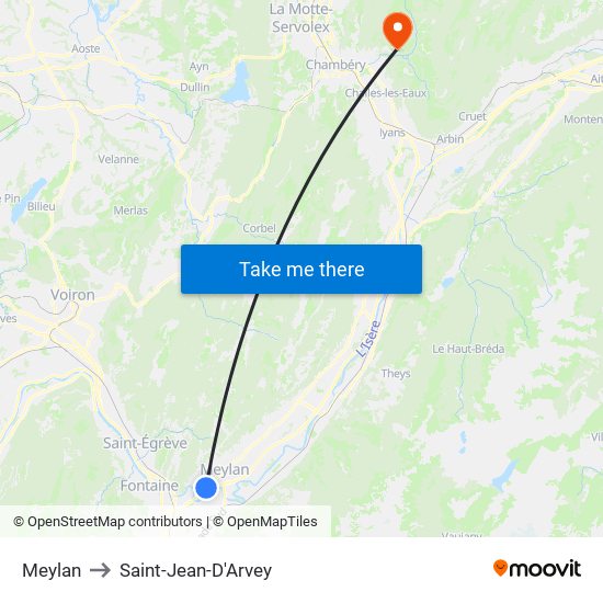 Meylan to Saint-Jean-D'Arvey map