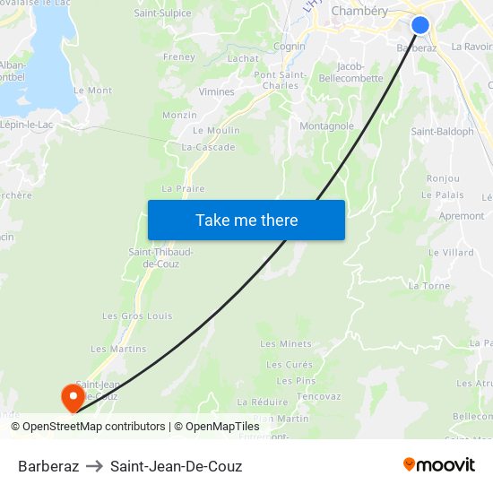 Barberaz to Saint-Jean-De-Couz map