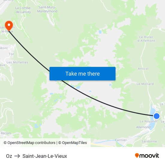 Oz to Saint-Jean-Le-Vieux map