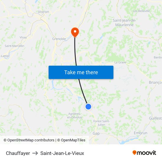 Chauffayer to Saint-Jean-Le-Vieux map