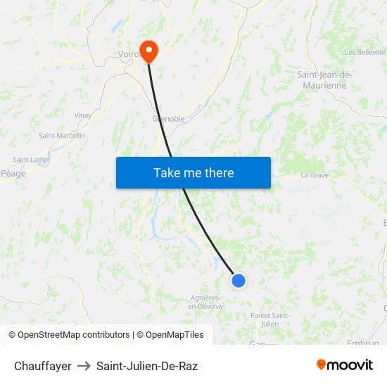 Chauffayer to Saint-Julien-De-Raz map