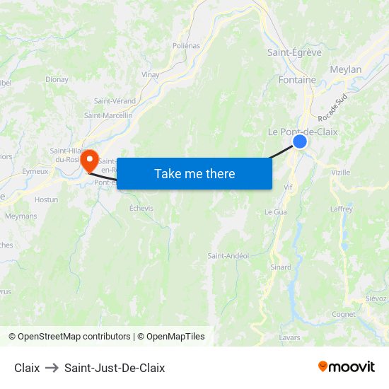 Claix to Saint-Just-De-Claix map