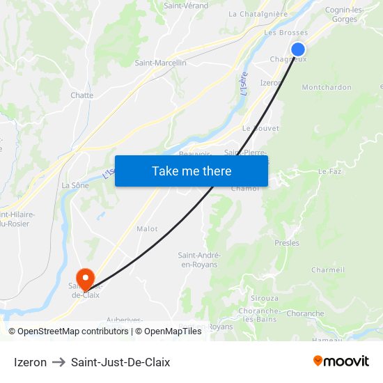 Izeron to Saint-Just-De-Claix map