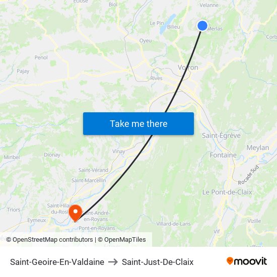 Saint-Geoire-En-Valdaine to Saint-Just-De-Claix map