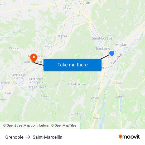 Grenoble to Saint-Marcellin map