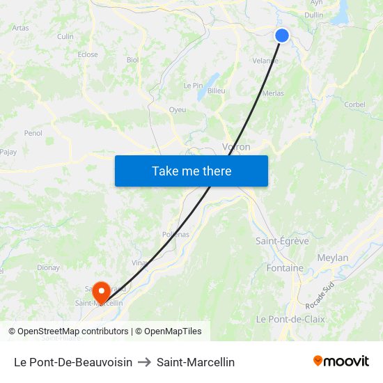 Le Pont-De-Beauvoisin to Saint-Marcellin map