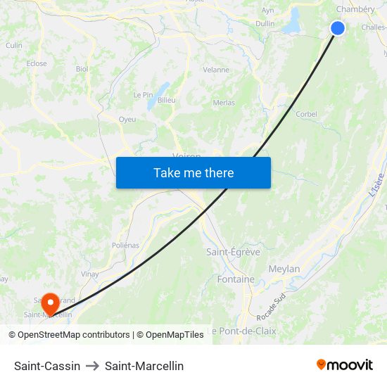 Saint-Cassin to Saint-Marcellin map