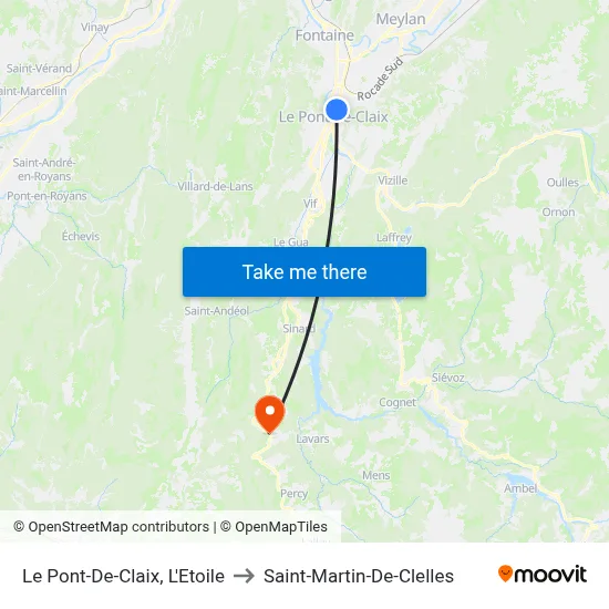 Le Pont-De-Claix, L'Etoile to Saint-Martin-De-Clelles map
