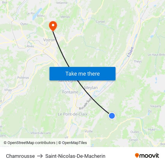 Chamrousse to Saint-Nicolas-De-Macherin map