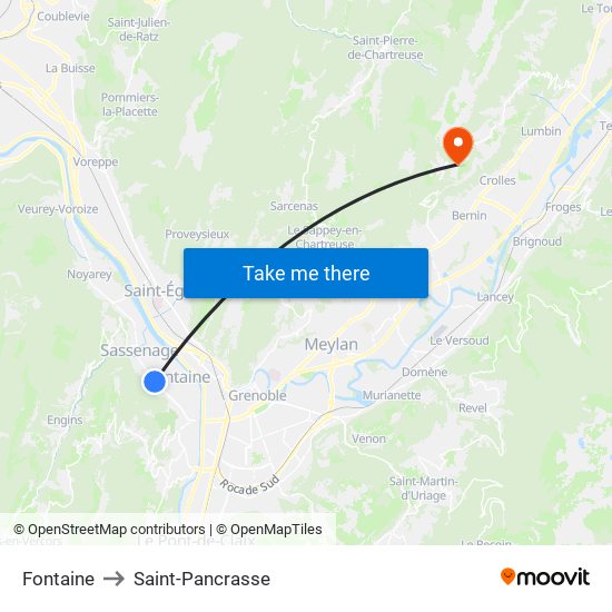 Fontaine to Saint-Pancrasse map