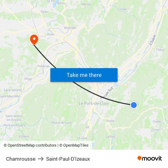 Chamrousse to Saint-Paul-D'Izeaux map