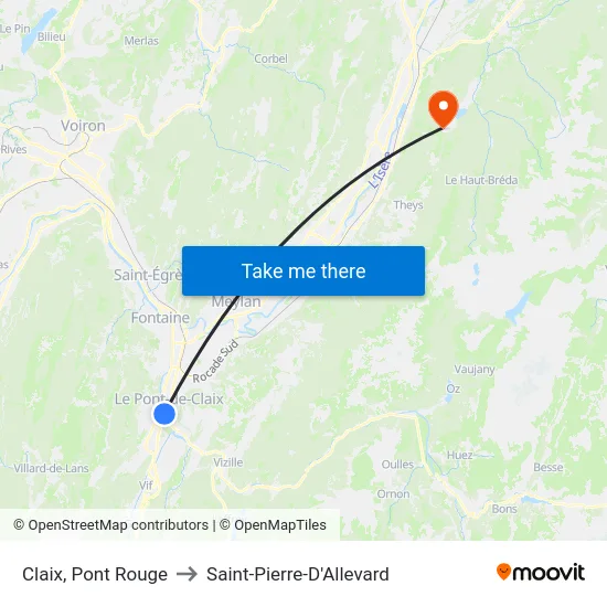 Claix, Pont Rouge to Saint-Pierre-D'Allevard map