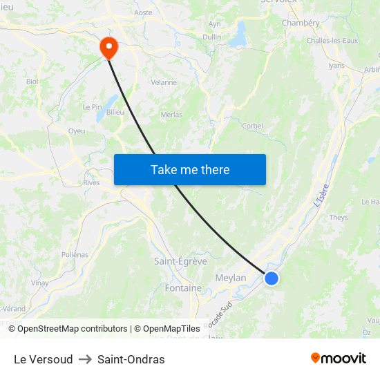 Le Versoud to Saint-Ondras map