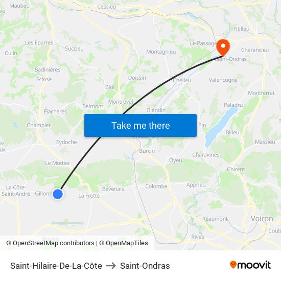 Saint-Hilaire-De-La-Côte to Saint-Ondras map