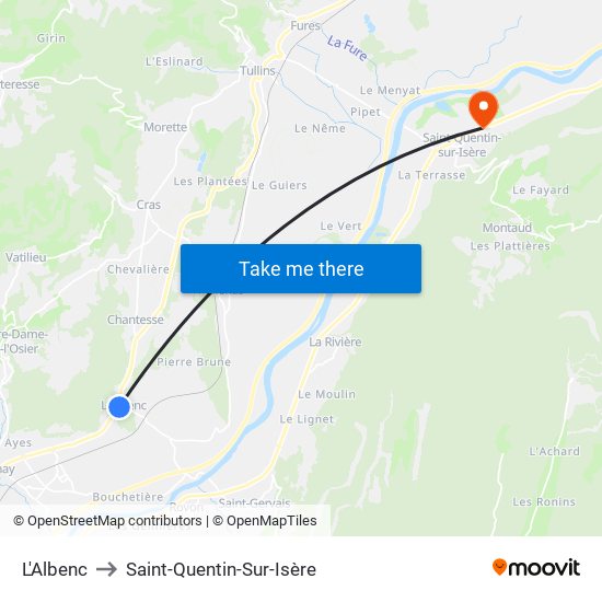 L'Albenc to Saint-Quentin-Sur-Isère map