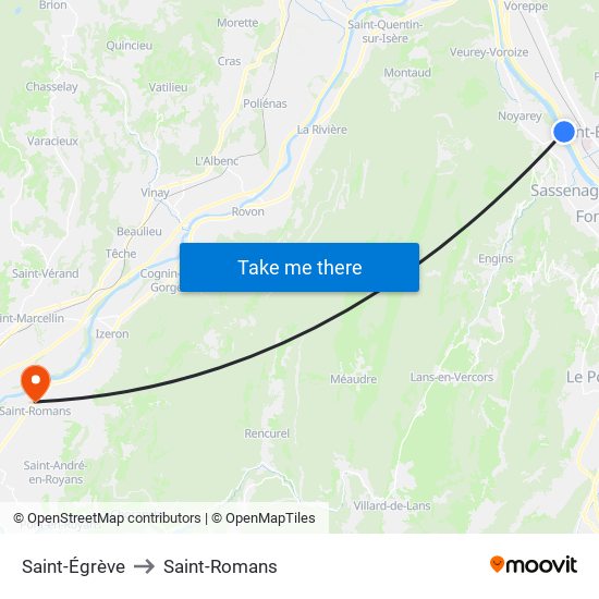 Saint-Égrève to Saint-Romans map