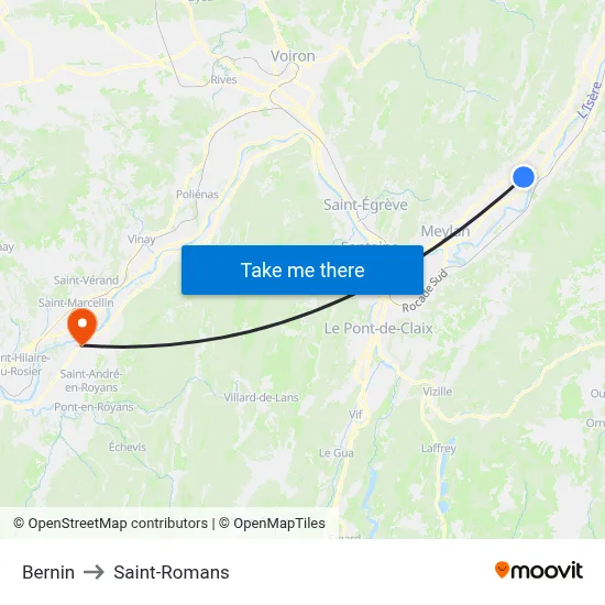 Bernin to Saint-Romans map