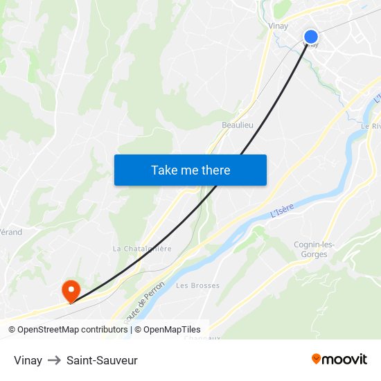 Vinay to Saint-Sauveur map