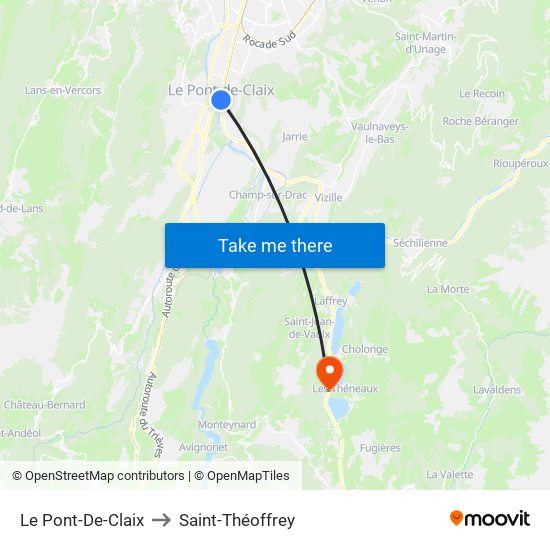 Le Pont-De-Claix to Saint-Théoffrey map