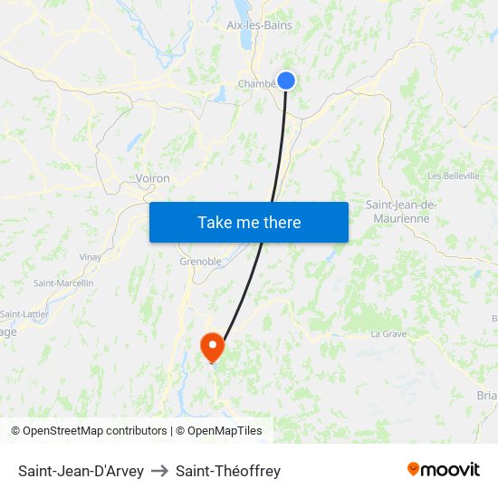 Saint-Jean-D'Arvey to Saint-Théoffrey map