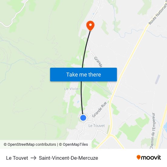 Le Touvet to Saint-Vincent-De-Mercuze map