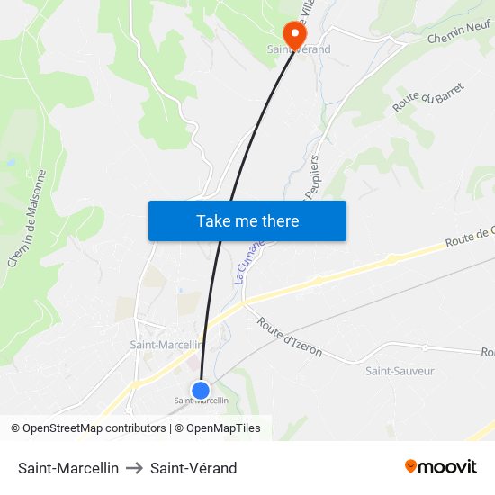 Saint-Marcellin to Saint-Vérand map