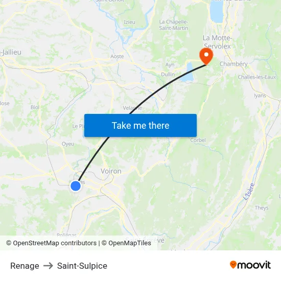 Renage to Saint-Sulpice map