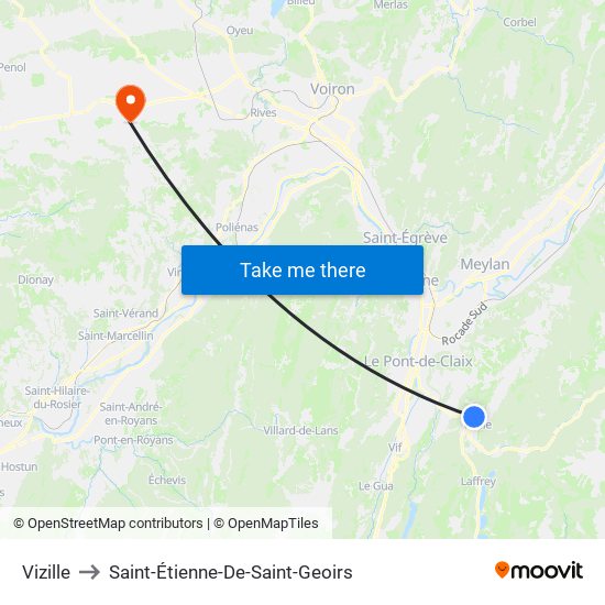 Vizille to Saint-Étienne-De-Saint-Geoirs map