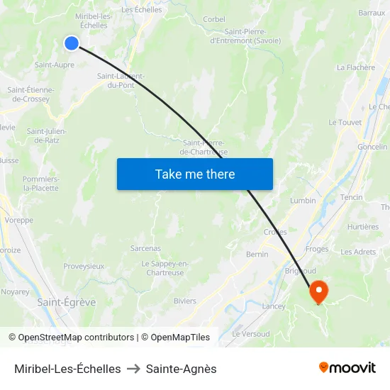 Miribel-Les-Échelles to Sainte-Agnès map
