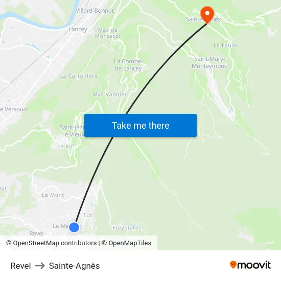 Revel to Sainte-Agnès map