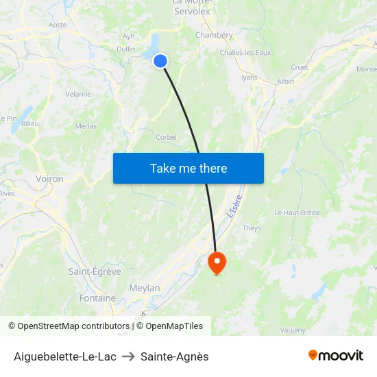Aiguebelette-Le-Lac to Sainte-Agnès map