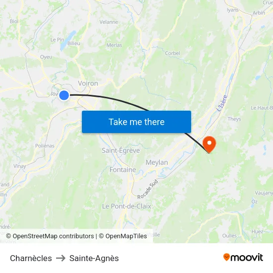 Charnècles to Sainte-Agnès map