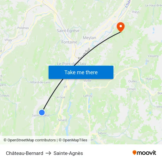 Château-Bernard to Sainte-Agnès map