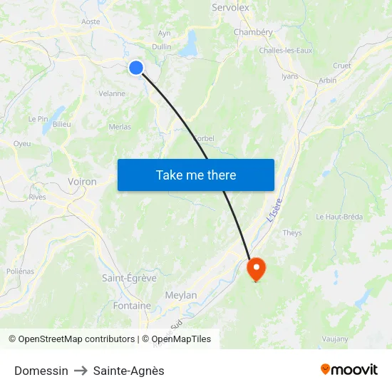 Domessin to Sainte-Agnès map