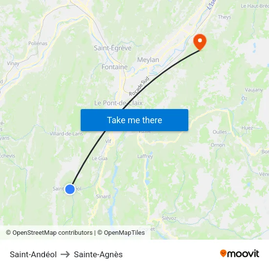 Saint-Andéol to Sainte-Agnès map