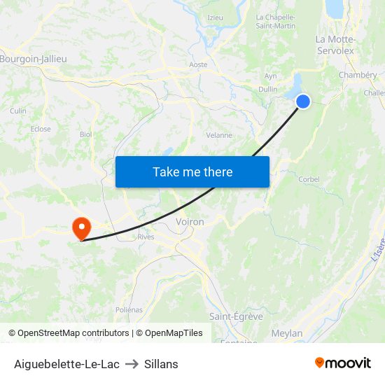 Aiguebelette-Le-Lac to Sillans map