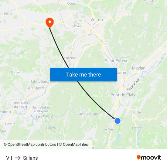Vif to Sillans map