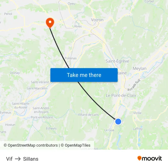 Vif to Sillans map