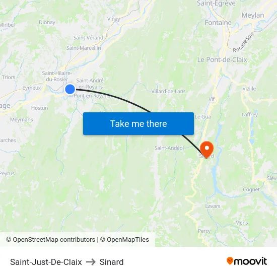 Saint-Just-De-Claix to Sinard map