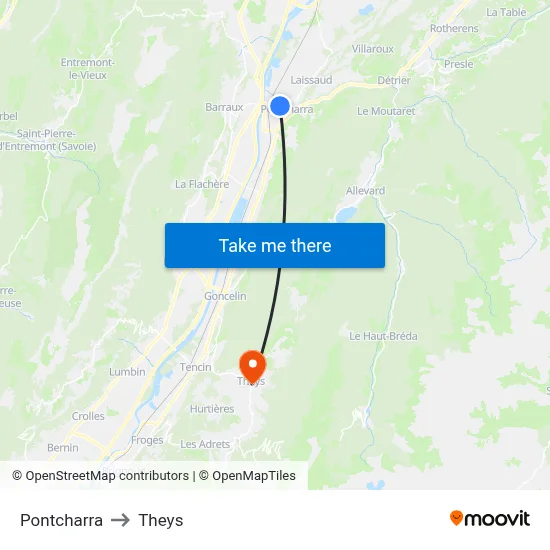 Pontcharra to Theys map