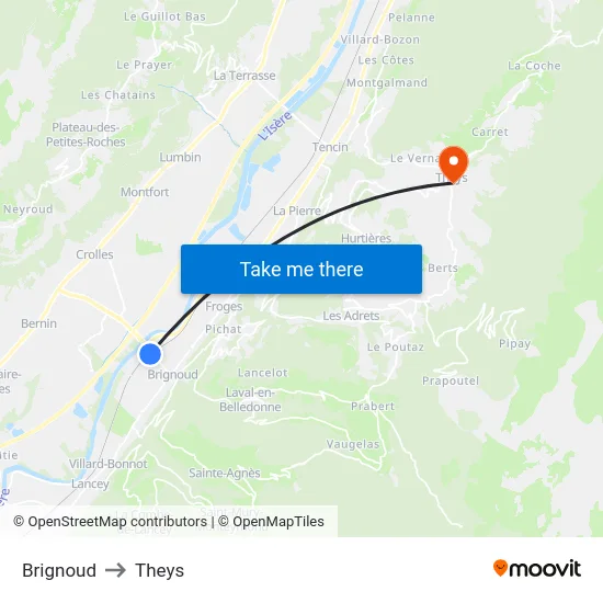 Brignoud to Theys map